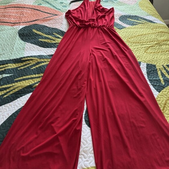 MSK RED Riemstone/Jeweled Necklace Collar Jumpsuit, Size, 16 - Picture 4 of 6